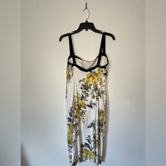 Anthropologie Yellow Floral Midi Dress Sz 10 - Picture 2 of 5